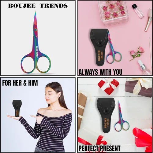 Miniatura 7 de Tijeras de uñas para uñas, cejas, bigote, facial, nariz, oído, peluquería, multiusos, tijeras de belleza pequeñas, cuchillas curvadas y afiladas