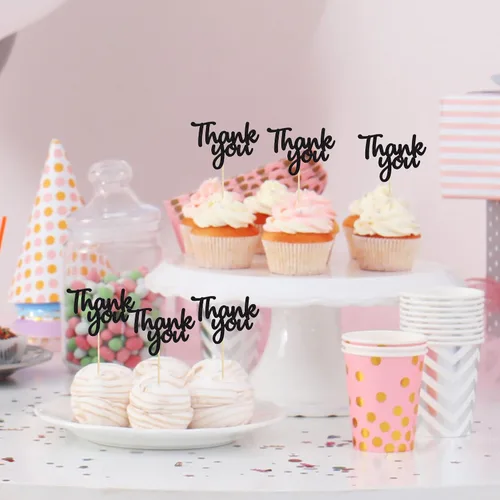 Miniatura 7 de Gyufise Paquete de 36 adornos para cupcakes con purpurina negra para Acción de Gracias, decoraciones para baby shower, niños y niñas, suministros