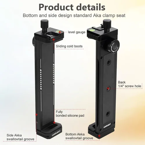 Miniatura 3 de Soporte para iPad de aleación de aluminio para trípode, compatible con iPad mini y tabletas de 5-8.8 pulgadas, tornillo de 1/4 pulgadas y liberación