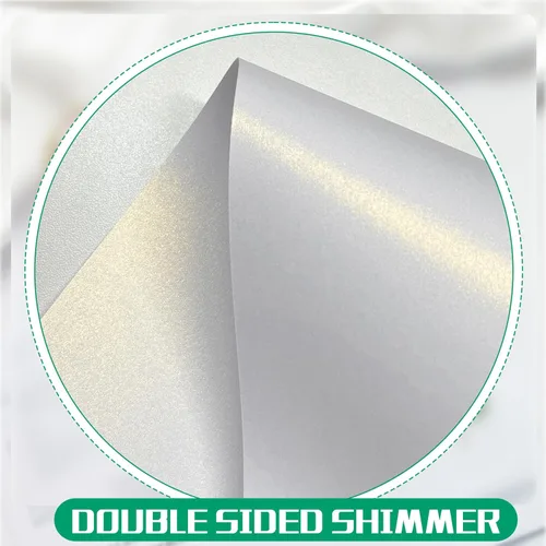 Miniatura 4 de Paquete de 120 cartulina blanca brillante dorada metálica de doble cara, 8.5 x 11 pulgadas, 244 GSM, apta para impresoras láser para bodas