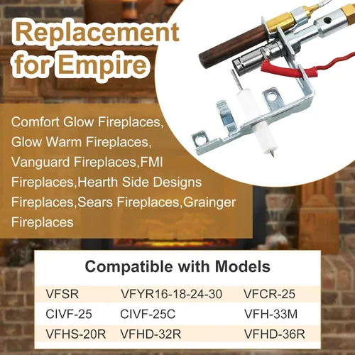 Miniatura 2 de 14D0477 Registro de gas libre de ventilación, montaje piloto ODS, chimenea de gas propano LP compatible con Empire FMI, etc., número de pieza