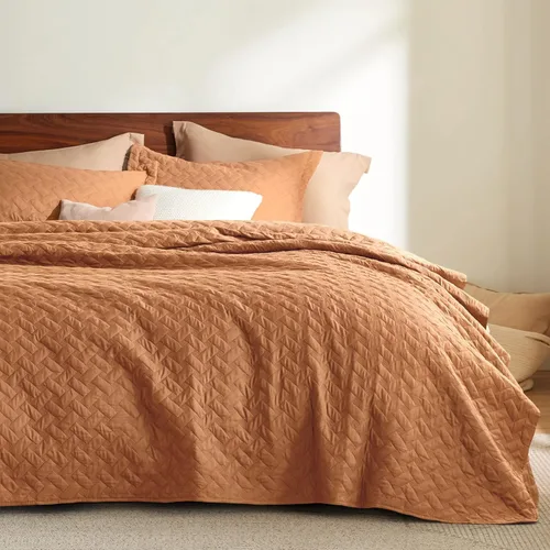 Bedsure Edredón tamaño King - Colchas ligeras tamaño King con patrón de trenzado, ropa de cama suave, colcha de color marrón avellana para todas las