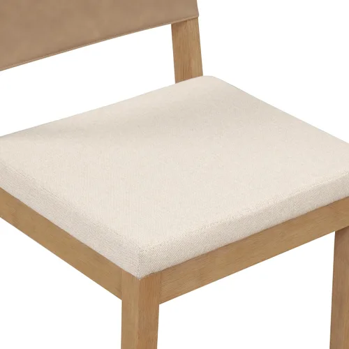 Miniatura 6 de Nathan James Linus - Silla de comedor tapizada moderna con patas de goma maciza en un acabado marrón cepillado con alambre, marrón claro Marrón