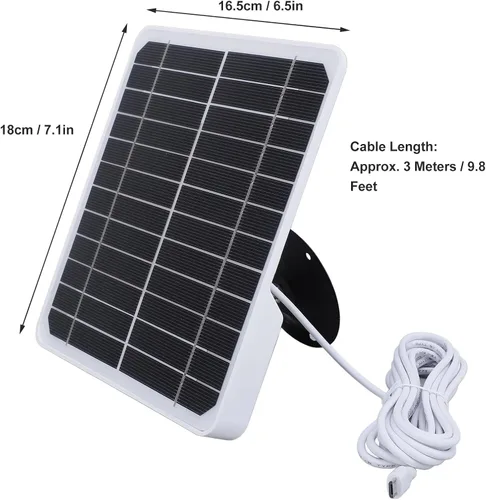 Miniatura 2 de AUNMAS Panel solar monocristalino de 20 W para cámara de seguridad al aire libre, 5 V, impermeable, ajustable, montaje en pared con cable de 9.8 pies