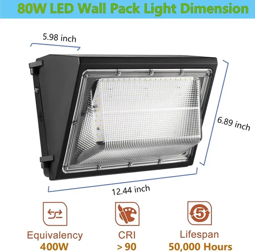 Miniatura 6 de Luminaria LED de Pared Regulable 1-10V de 80W con Fotocélula del Atardecer al Amanecer, 100-277V 11200LM 600-800W Equivalente HPS/HID, 5000K