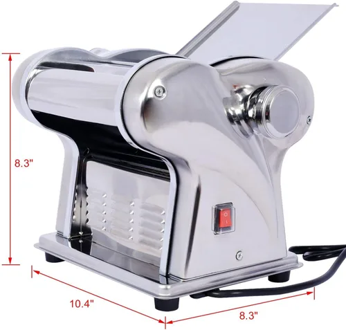 Miniatura 3 de Máquina eléctrica de pasta, máquina de rodillos de acero inoxidable, 2 cuchillas para fideos redondos delgados de 0.059 in y planos de 0.157 in