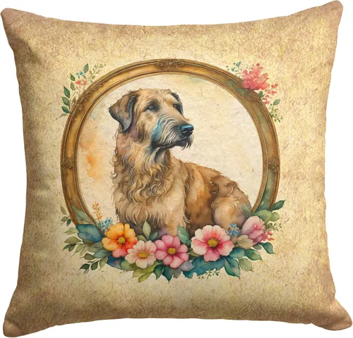 Miniatura 214 de Caroline's Treasures DAC2072PW1414 Affenpinscher and Flowers - Almohada decorativa de tela, lavable a máquina, para interiores y exteriores