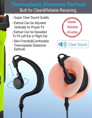 Miniatura 2 de commountain XPR 3500e XPR 3300e Auricular con Micrófono Compatible para Radios Motorola XPR3300e XPR3500e XPR3300 XPR3500, Auricular en Forma de G