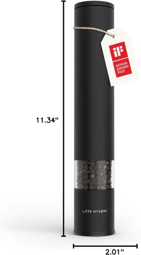 Miniatura 8 de LARS NYSØM - Molinillo de sal y pimienta manual con molinillo de cerámica ajustable de grueso a fino Molinillo de especias de diseño (Negro carbón)