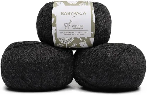 Miniatura 92 de 100% Hilo de Lana de Alpaca Bebé (Juego de 3 Madejas, 150 Gramos) Peso DK - Hecho en Perú - Celestialmente Suave y Perfecto para Tejer y Ganchillo
