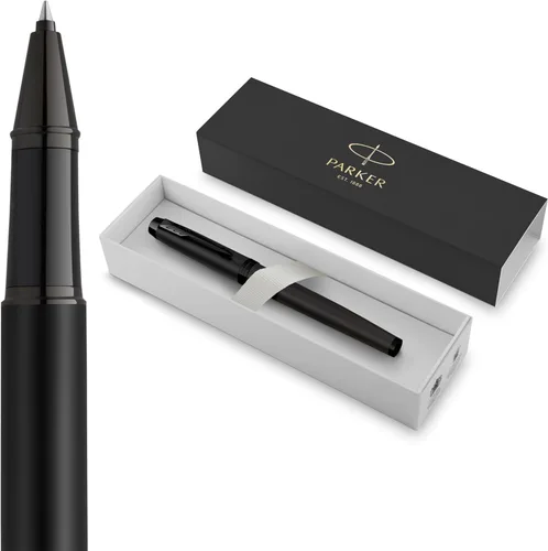 Bolígrafo PARKER IM de bola, punta fina, color negro mate con borde negro, repuesto de tinta negra, caja de regalo – Ideal para escritura fluida,