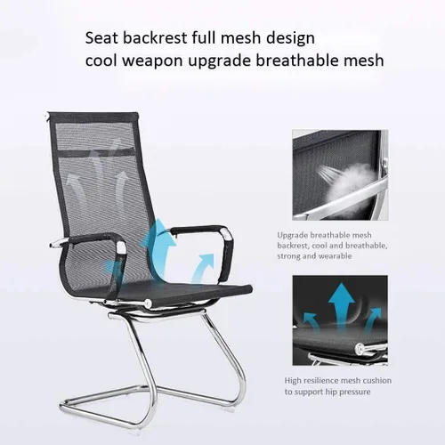 Miniatura 2 de Silla simple para conferencias, silla de oficina, silla de entrenamiento para sala de estar, silla de personal arqueada, silla de malla