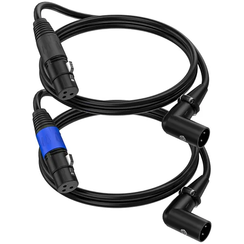 LanSenSu Cable de enchufe XLR en ángulo recto XLR a recto, cable equilibrado macho de 90 grados a macho recto de 3 pines a 3 pines (ángulo recto,