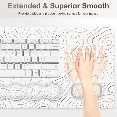 Miniatura 4 de Alfombrilla de mouse para juegos con soporte para muñeca de teclado, 4 en 1, alfombrilla de mouse con reposabrazos para teclado, alfombrilla