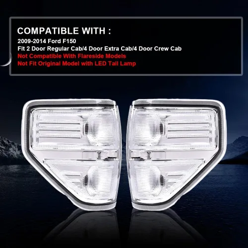 G-PLUS Luces traseras de freno con bombilla compatible con Ford F150 2009-2014 FO2818148, FO2819148 Lente transparente Luces Traseras, Faros