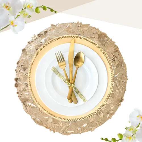 Miniatura 6 de Juego de 6 manteles individuales dorados para mesa redonda de 15 pulgadas de vinilo, manteles individuales para mesa de cocina, juego de manteles