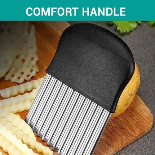 Miniatura 2 de Cortador de arrugas grande – Cortador de patatas – Cortador de ondas de acero inoxidable para freír francesas, verduras y frutas (1 unidad)