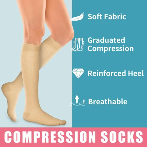 Miniatura 38 de Calcetines de compresión para mujeres y hombres (3 pares) – El mejor apoyo para enfermeras, correr, senderismo, recuperación y calcetines de vuelo