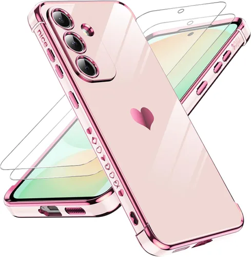 Miniatura 120 de LeYi for Moto G 5G 2025 Case: with Tempered Glass Screen Protector [2 Pcs]+ Full Camera Lens Protection,Love Heart Plating Cute Luxury Soft TPU