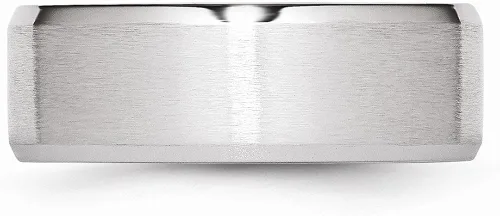 Miniatura 3 de Anillo liso liso de cobalto biselado borde 0315in para hombre liso clásico de boda cepillado acabado mate anillo de banda