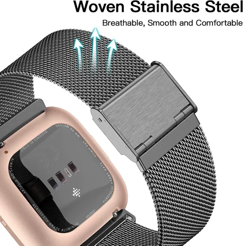 Miniatura 2 de Maledan Correa de metal compatible con Fitbit Versa 2 correas para hombres y mujeres, accesorios de repuesto de malla de acero inoxidable ajustable