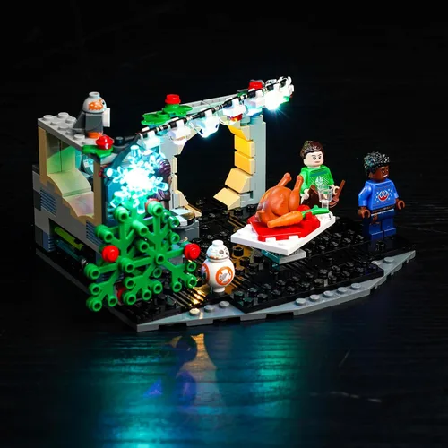 Miniatura 5 de BrickBling Kit de iluminación LED compatible con Lego Millennium Falcon Holiday Diorama, luces creativas compatibles con Lego 40658, solo luces, sin