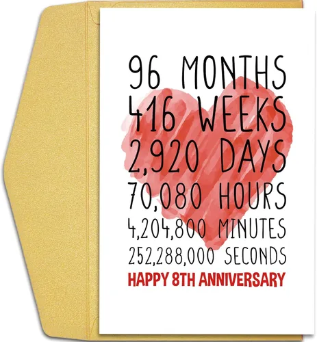 Miniatura 9 de Qiliji Tarjeta de feliz décimo aniversario para él y ella, tarjeta de décimo aniversario de boda para marido y esposa, divertida tarjeta