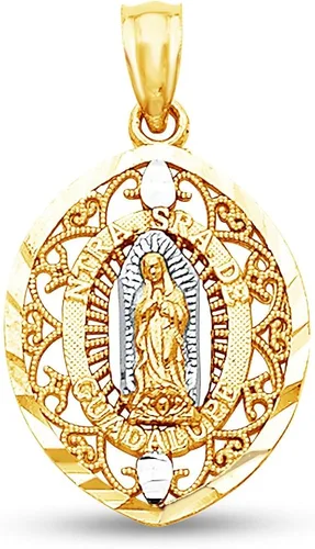 Sonia Jewels Dije colgante de Virgen María de la Virgen María de Guadalupe de oro de 14 quilates y 3 colores 0709 x 0551in Oro amarillo