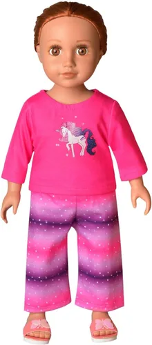 Miniatura 65 de QPANCY Conjunto de pijamas a juego para niñas y muñecas, pijamas de manga larga para otoño e invierno