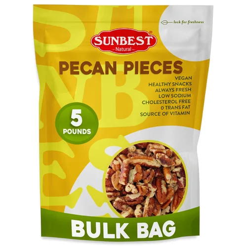 Sunbest Natural Fancy Georgia - Pecanas crudas de 80 onzas (5 libras) – Nueces crudas ricas en nutrientes y deliciosas – Kosher, sin OMG, aptas para