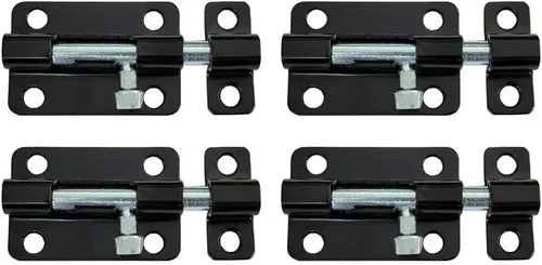 Miniatura 3 de QCAA Deco Perno de barril deslizante de acero duradero, 2 pulgadas, revestimiento negro, paquete de 4, fabricado en Taiwán Recubierto negro (2")