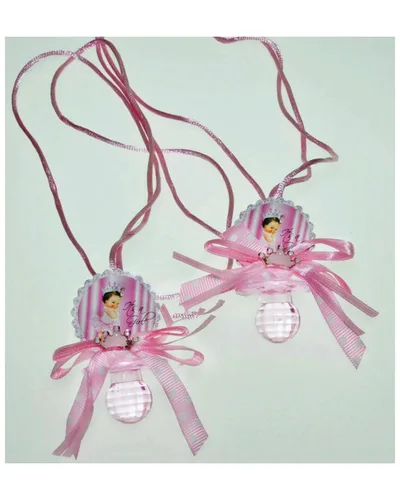Miniatura 2 de Juego de 12 piezas de collar con corona para chupete, regalo de baby shower, juego de decoración para niños/niñas, recuerdos de baby shower (rosa)