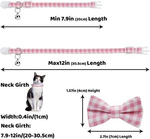 Miniatura 3 de Collares personalizados de gato con campana de lazo, liberación rápida, impresión HD, collares personalizados para gatitos para niñas y niños