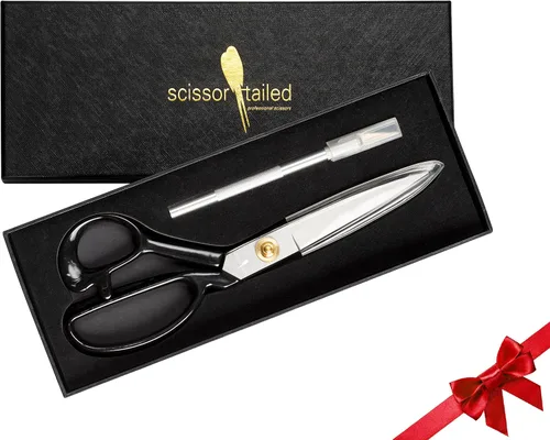 Tijeras de costura resistentes de 10 pulgadas, cuchillo de manualidades gratis; más fuertes que las tijeras de tela afiladas y duraderas de acero