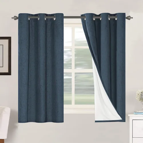 Miniatura 250 de H.VERSAILTEX Cortinas opacas de lino de 72 pulgadas de largo, 100% absolutamente opacas, con aislamiento térmico, con textura de lino, cortinas