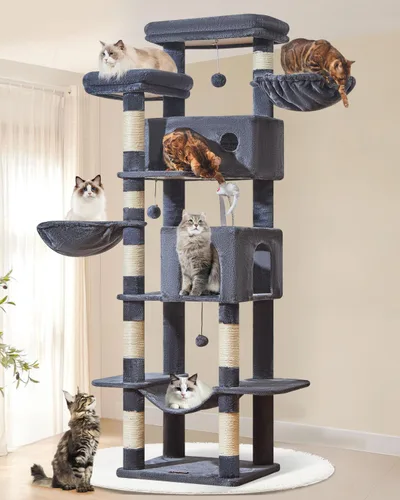Taoqimiao Torre de árbol para gatos, árbol resistente de 76 pulgadas para gatos de interior, torre grande para gatos adultos con postes rascadores,
