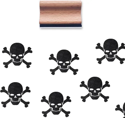 Sello de goma de calavera Crossbones, sello mediano de 1-1/3 para álbumes de recortes, tarjetas, manualidades