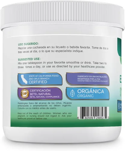 Miniatura 3 de Betel Natural Espirulina en polvo orgánico/espirulina de alta calidad, 8 onzas, sin rellenos, no irrigada y limpia