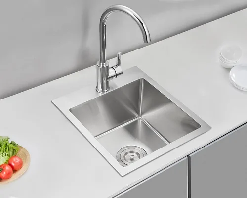 Miniatura 9 de 15 x 17 Pulgadas Fregadero de Barra de Montaje Superior, Fregadero de Cocina de Orificio Único de Grifo Sencillo, Tazón Único, Montaje Superior