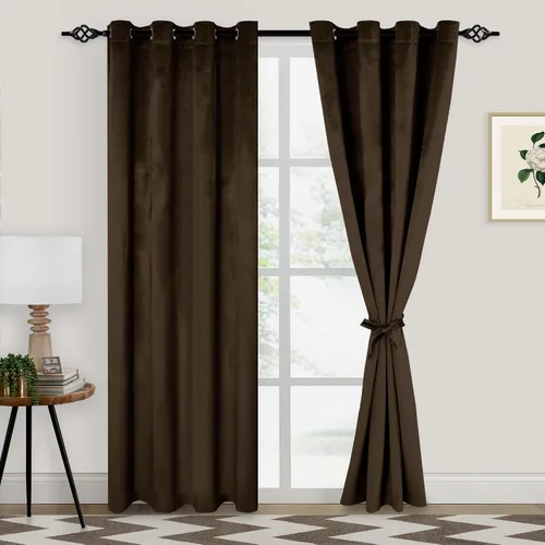 Miniatura 39 de XWZO Cortinas de terciopelo azul de 63 pulgadas de largo, elegantes cortinas de lujo suaves para sala de estar, aislamiento térmico, oscurecimiento