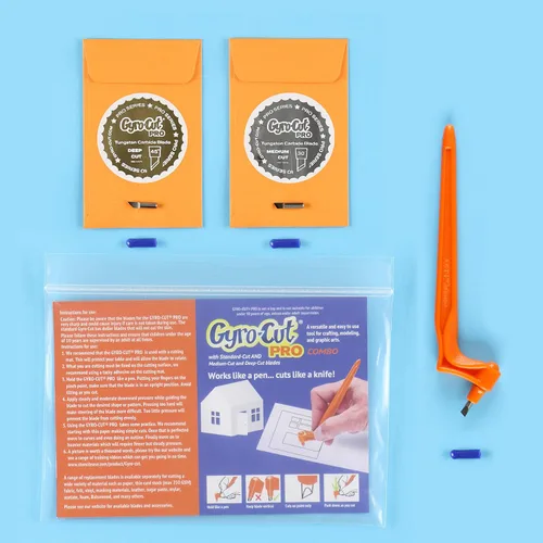 Gyro-Cut Paquete de valor profesional | Última versión de Crafty Brands | Los 3 tipos de cuchillas incluidos | Fabricación de papel y plantilla suave
