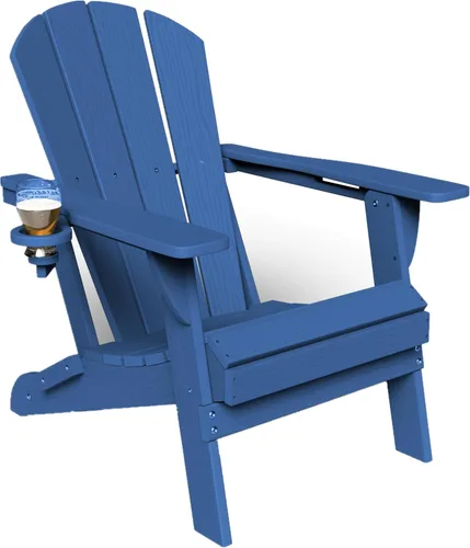 Miniatura 5 de GLANC Juego de 2 Sillas Plegables Adirondack, Sillas de Patio al Aire Libre para Fogata de HDPE para Todo Clima, Silla de Jardín para Piscina, Patio