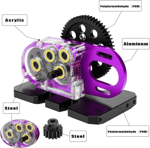 Miniatura 3 de Acrílico LCG 2. Caja de cambios de sobremarcha de baja transmisión con placa deslizante y engranaje de motor 15T para 1/10 AXIAL SCX10 I II RC