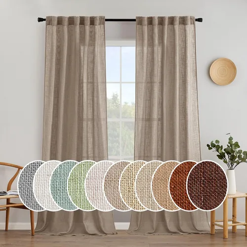 Miniatura 131 de MIULEE Cortinas de lino blanco de 108 pulgadas de largo para dormitorio, sala de estar, cortinas de ventana con textura de lino suave y grueso, Lino