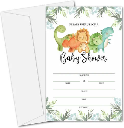 Miniatura 6 de Yuansail Tarjetas de invitación para baby shower, The Adventure Begins Rellenar tarjetas de invitaciones, 25 tarjetas y sobres - (bb003-yaoqing)