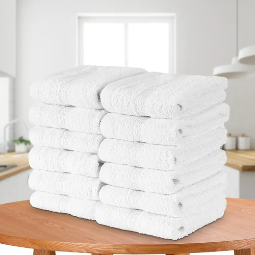 Miniatura 2 de Pacific Linens Toallas de baño, 100% algodón, 13 x 13 pulgadas, toalla facial para uso en baño y cocina, paños de lavado, paquete de 12