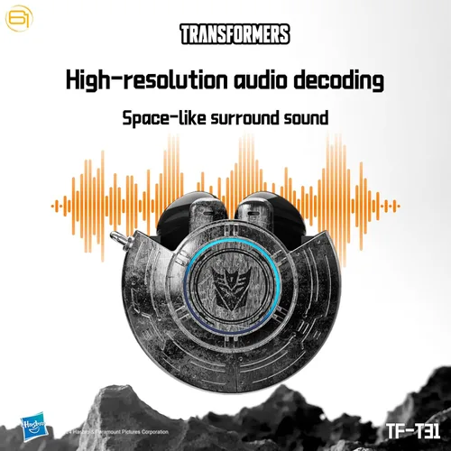 Miniatura 4 de Transformers Auriculares T31, auriculares inalámbricos Bluetooth para juegos con micrófono, auriculares de baja latencia en los oídos, cancelación