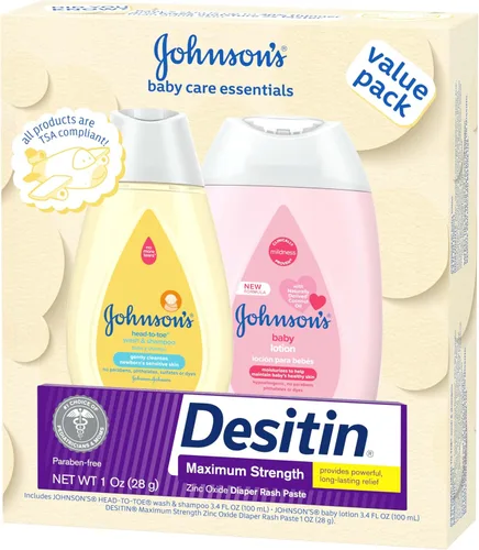 Miniatura 6 de Johnson's Baby Care Essentials - Juego de regalo, loción corporal y pasta de óxido de zinc para la piel delicada del bebé, paquete económico