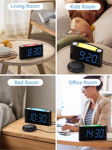 Miniatura 9 de PPLEE Reloj despertador súper fuerte para personas que duermen profundamente, con discapacidad auditiva o sordos, reloj despertador vibratorio
