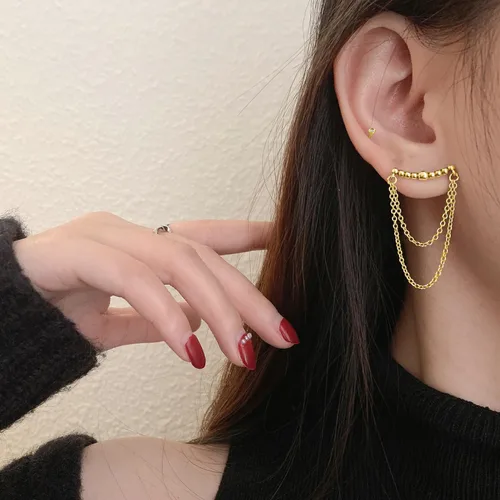 Miniatura 2 de SLUYNZ Aretes colgantes de plata de ley 925 para mujer, aretes colgantes de borla, bolas pequeñas
